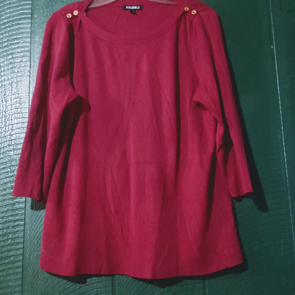 Roz & Ali Burgundy Sweater with Gold Buttons